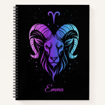 Notebook featuring the Aries zodiac sign.