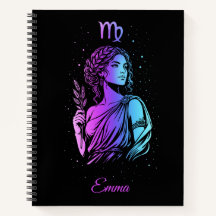 Notebook featuring the Virgo zodiac sign.