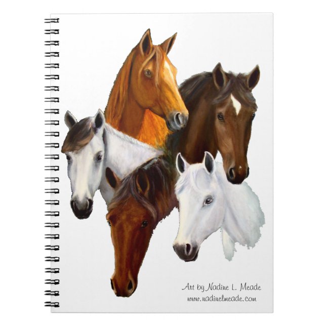 Notebook, Five horse heads, cutout background Notebook (Front)