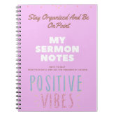 Sermon Notes Simple Minimal Blush Pink Calligraphy Notebook | Zazzle