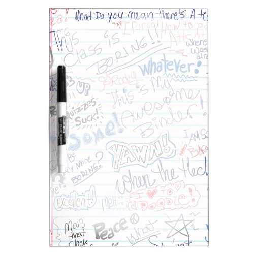 Notebook Fun Style Epic School Doodles Dry_Erase Board