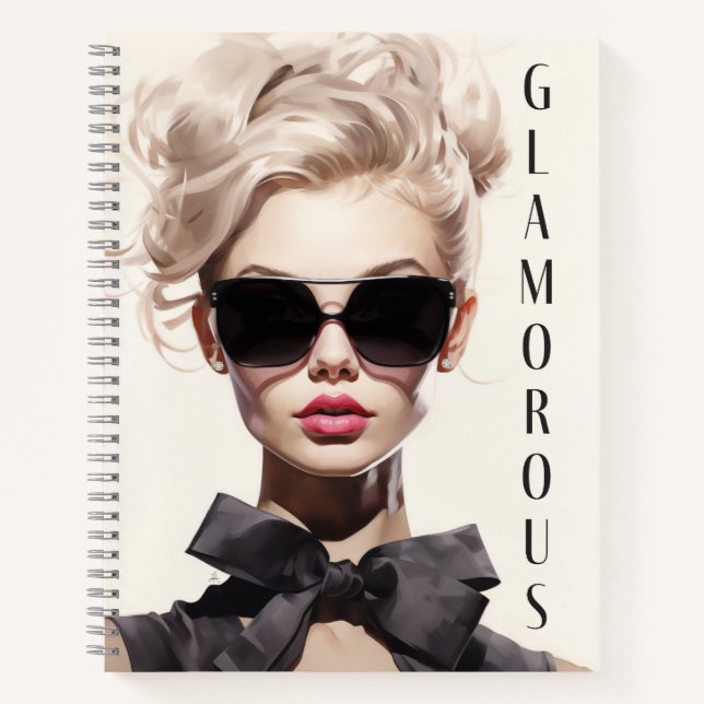 Notebook: Glamorous Fashion Model Black Bow Notebook (Front)