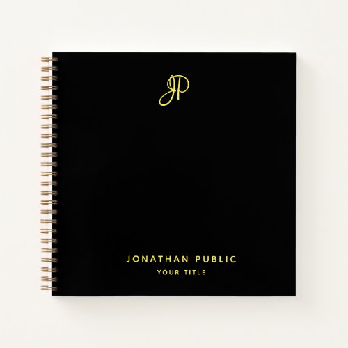 Notebook Gold Monogram Initial Template Elegant