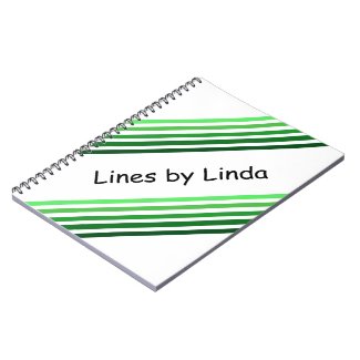 Notebook - Green Diagonal Stripes and Text