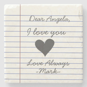 Notebook handwritten love letter or message cusom stone coaster