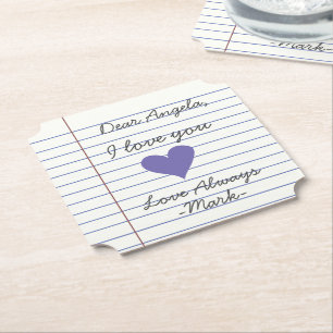 Notebook handwritten love letter or message custom paper coaster