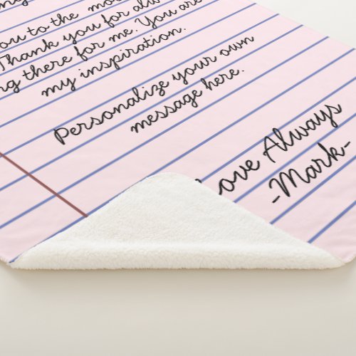 Notebook handwritten love letter or message custom sherpa blanket