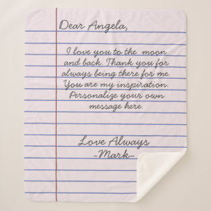 Notebook handwritten love letter or message custom sherpa blanket