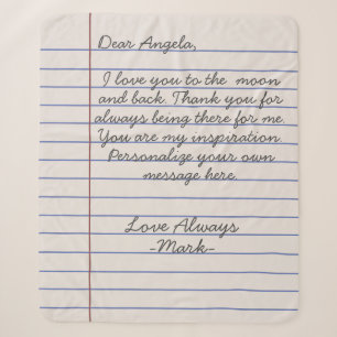 Notebook handwritten love letter or message custom sherpa blanket