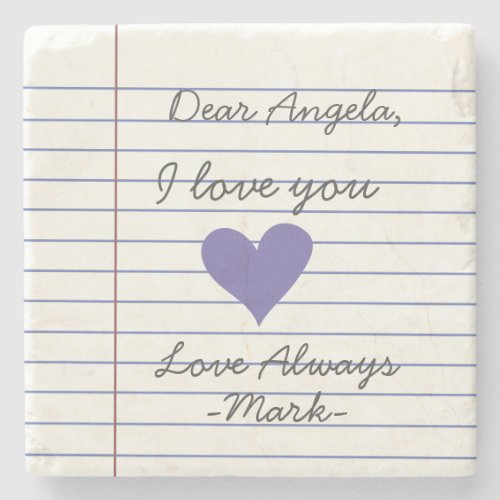 Notebook handwritten love letter or message custom stone coaster