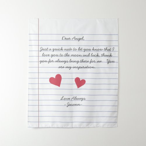 Notebook handwritten love letter or message custom tapestry