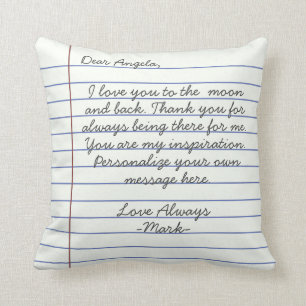 Notebook handwritten love letter or message custom throw pillow