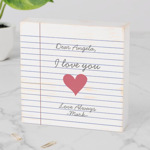 Notebook handwritten love letter or message custom wooden box sign