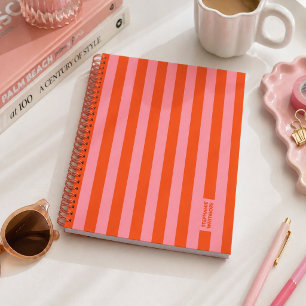 Notebook Journal Preppy Bold Stripe Coral Pink