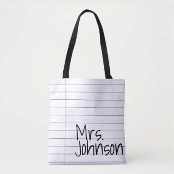 Notebook Lined Paper Best Teacher Gift Fashion Tote Bag by GenerationIns at Zazzle