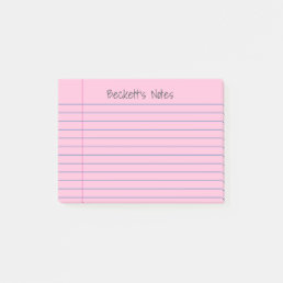 Notebook Lines Pink Add Your Name Post-it Notes