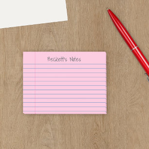 Notebook Lines Pink Add Your Name Post-it Notes