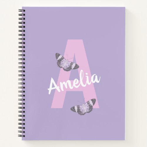 Notebook  Monogram Personalized with Butterflies