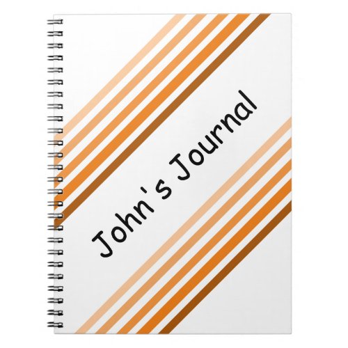 Notebook _ Orange Diagonal Stripes and Name