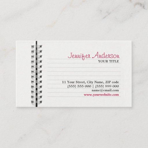 Customizable Notebook Page business card