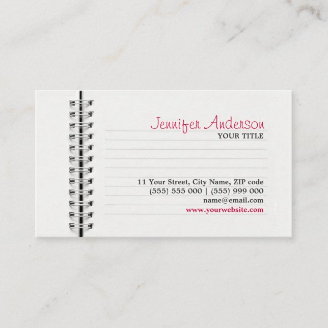 Notebook Page Education business card (Front)