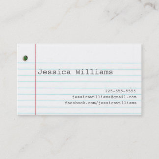 Notebook Paper Business Card