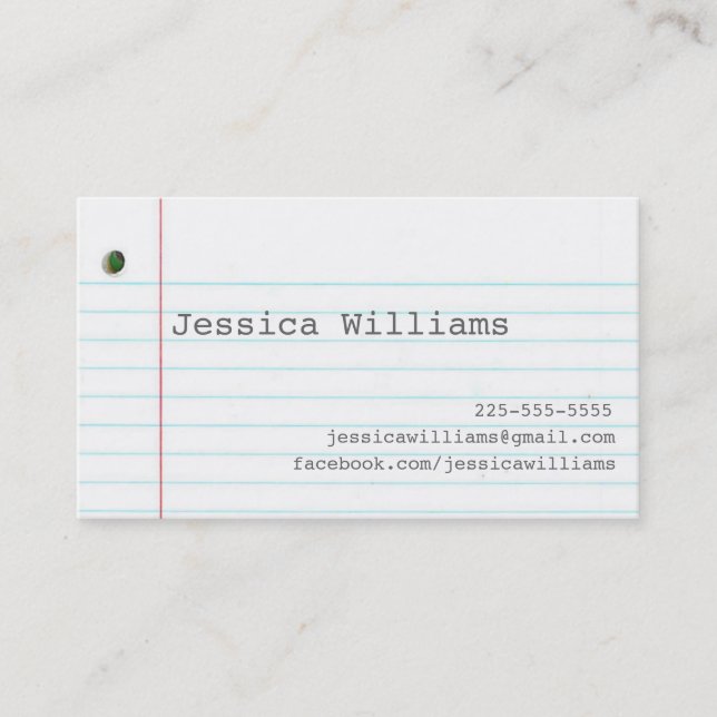 Notebook Paper Business Card (Front)