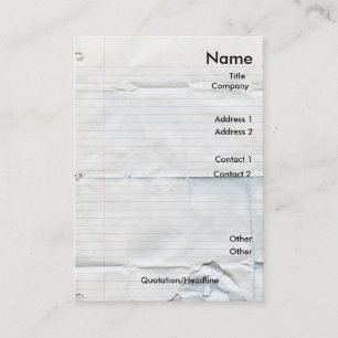 Notebook Paper Business Cards