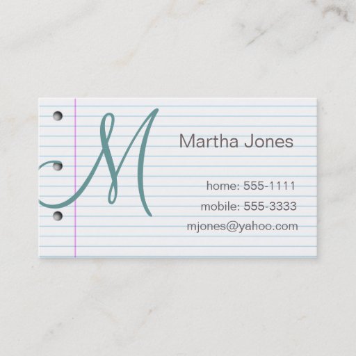 Customizable Notebook paper business cards (#BUS 027)