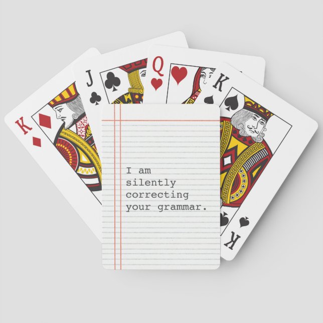 Notebook Paper custom quote funny Teacher Gift Poker Cards (Back)