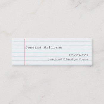 Notebook Paper Mini Business Card by fancybusiness at Zazzle