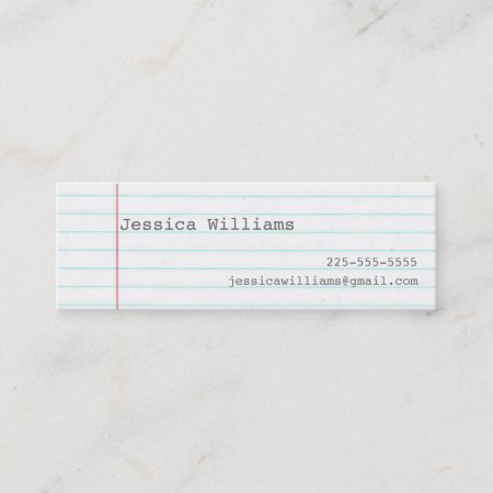 Notebook Paper Mini Business Card