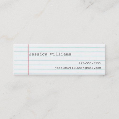Notebook Paper Business Card Templates