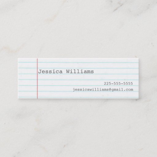 Customizable Notebook Paper Business Card Templates
