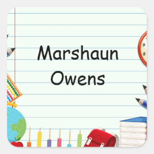 Notebook Paper School Supply Theme Square Sticker