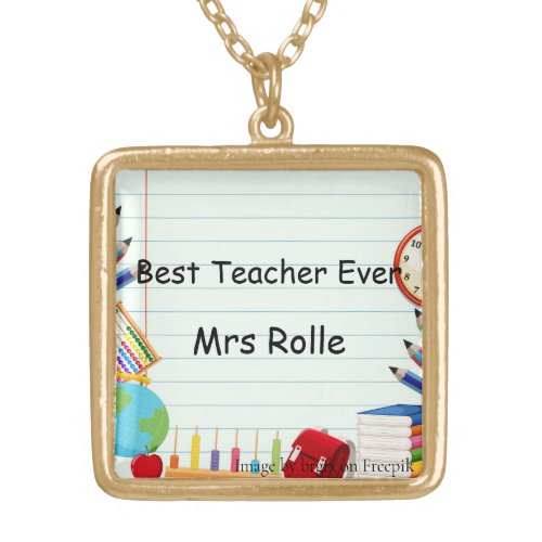 Notebook Paper Teacher Gift Present Appreciation Gold Plated Necklace