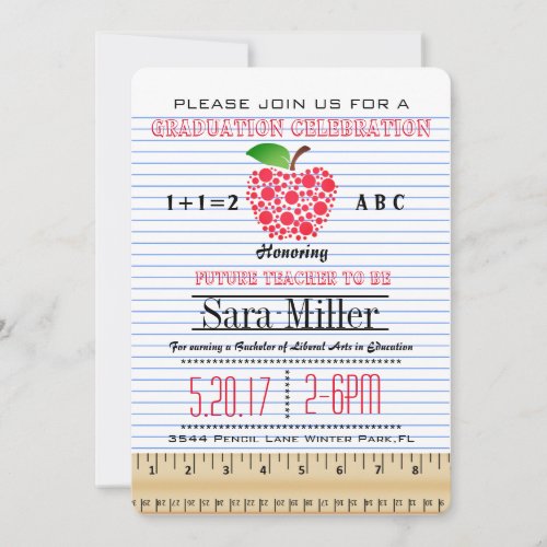 Notebook Paper Teacher Graduation Invitation