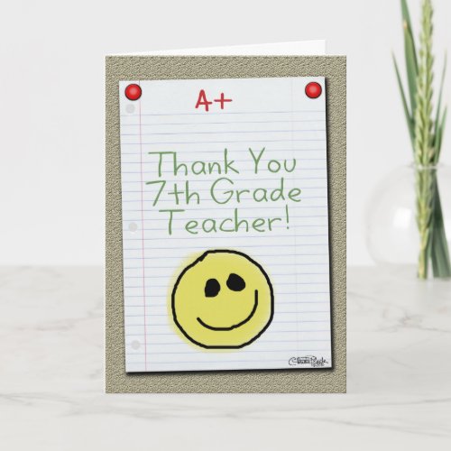 Notebook Paper Thank You for Middle School Teacher