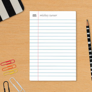 Notebook Paper White Add Your Name & Initial Post-it Notes