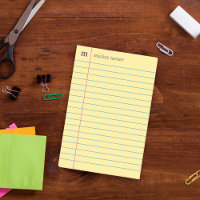 Notebook Paper Yellow Add Your Name & Initial