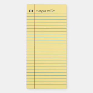 Notebook Paper Yellow Lined Name Initial