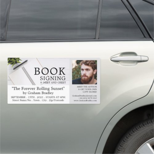 Notebook & Pen, Writers Book Signing Advert Car Magnet