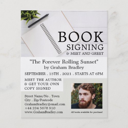 Notebook  Pen Writers Book Signing Advertising Flyer