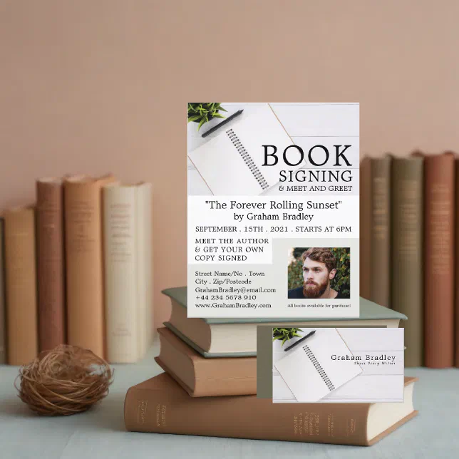 Note Book Advertisement Notebook & Pen, Writers Book Signing Advertising Flyer | Zazzle