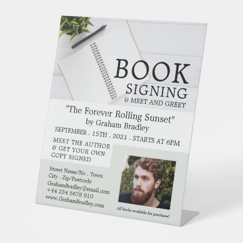 Notebook  Pen Writers Book Signing Advertising Pedestal Sign