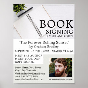 Notebook & Pen, Writers Book Signing Advertising Poster
