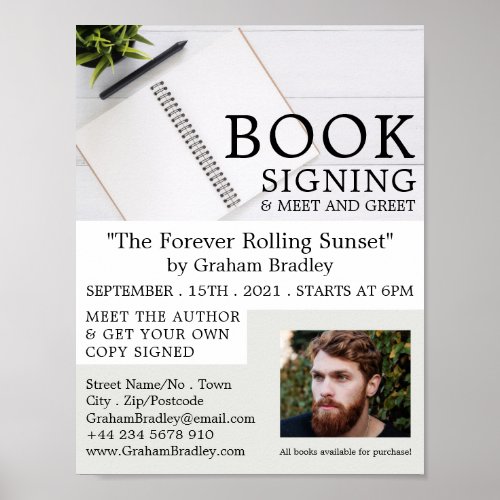 Notebook  Pen Writers Book Signing Advertising Poster