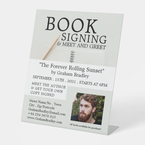 Notebook  Pencil Writers Book Signing Advertising Pedestal Sign
