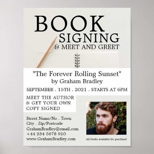 Notebook  Pencil Writers Book Signing Advertising Poster