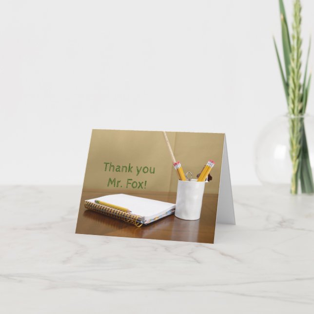 Notebook & Pencils Class Teacher Appreciation Day Letterpress Thank You Card (Front)
